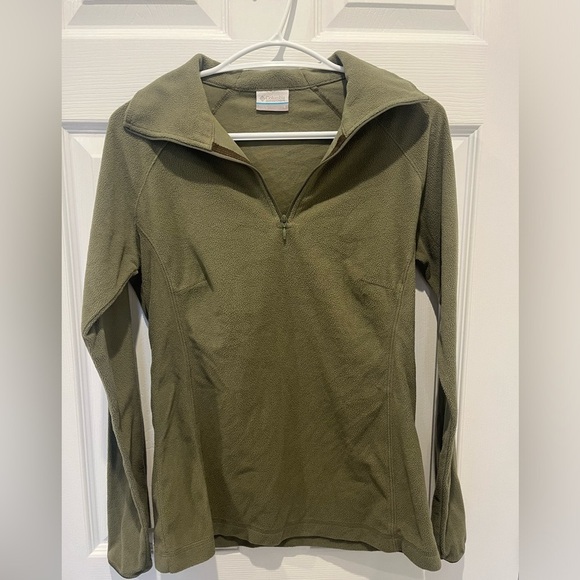 Columbia Green Fleece Quarter Zip Sweater Outdoor Hiking Travel Winter‎ Medium - Picture 1 of 4